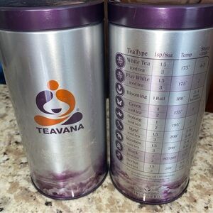 Teavana Silver and Purple Tea Storage Canister